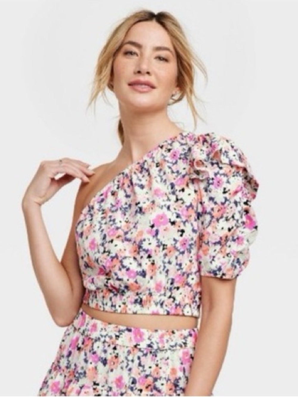 Universal Thread Floral Off-Shoulder Crop Top - Size Large